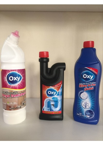 Banyo Temizleyici & Oxy Lavabo Açıcı & Oxy Kireç ve Pas Çözücü 3'lü Eko Paket