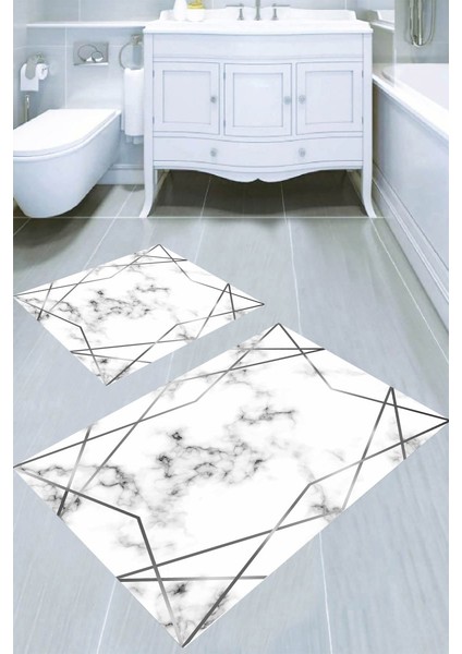 Kaymaz Taban Yıkanabilir 2'li Banyo Paspası (50X60 cm - 60X100 Cm) BRC5044