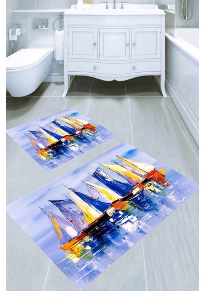 Kaymaz Taban Yıkanabilir 2'li Banyo Paspası (50X60 cm - 60X100 Cm) BRC5131