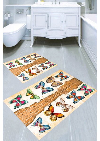 Kaymaz Taban Yıkanabilir 2'li Banyo Paspası (50X60 cm - 60X100 Cm) BRC5199