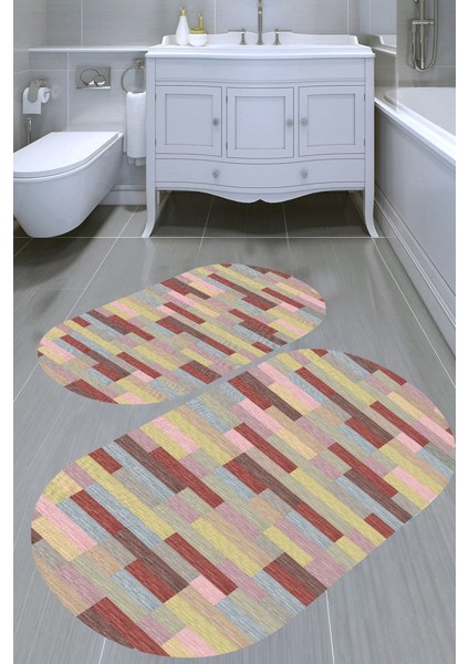 Kaymaz Taban Yıkanabilir 2'li Banyo Paspası (50X60 cm - 60X100 Cm) BRC1626