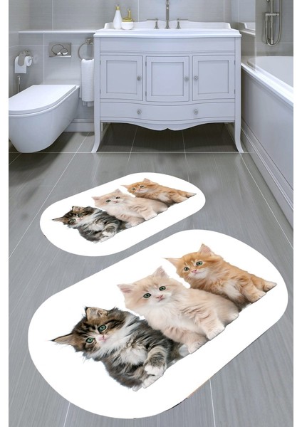 Kaymaz Taban Yıkanabilir 2'li Banyo Paspası (50X60 cm - 60X100 Cm) BRC5014