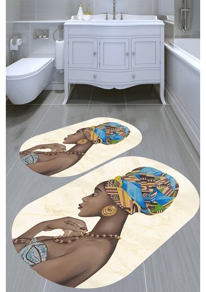 Kaymaz Taban Yıkanabilir 2'li Banyo Paspası (50X60 cm - 60X100 Cm) BRC5018