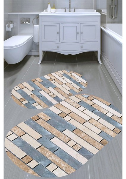 Kaymaz Taban Yıkanabilir 2'li Banyo Paspası (50X60 cm - 60X100 Cm) BRC5024