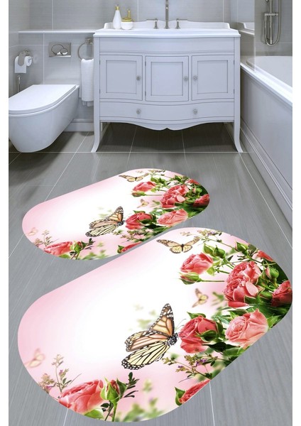 Kaymaz Taban Yıkanabilir 2'li Banyo Paspası (50X60 cm - 60X100 Cm) BRC5029