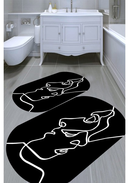 Kaymaz Taban Yıkanabilir 2'li Banyo Paspası (50X60 cm - 60X100 Cm) BRC1479