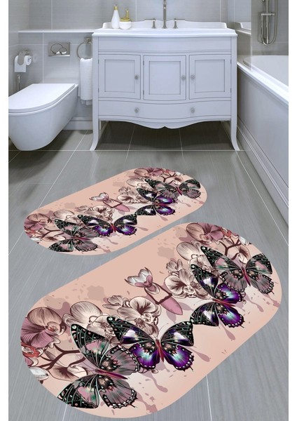 Kaymaz Taban Yıkanabilir 2'li Banyo Paspası (50X60 cm - 60X100 Cm) BRC1513