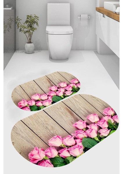 Kaymaz Taban Yıkanabilir 2'li Banyo Paspası (50X60 cm - 60X100 Cm) BRC5036