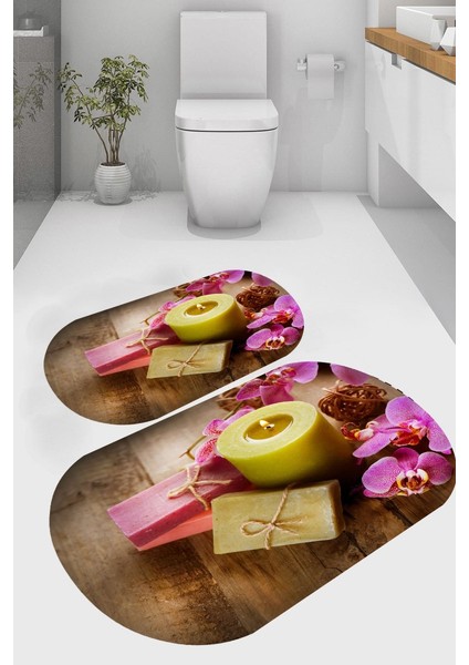 Kaymaz Taban Yıkanabilir 2'li Banyo Paspası (50X60 cm - 60X100 Cm) BRC5038