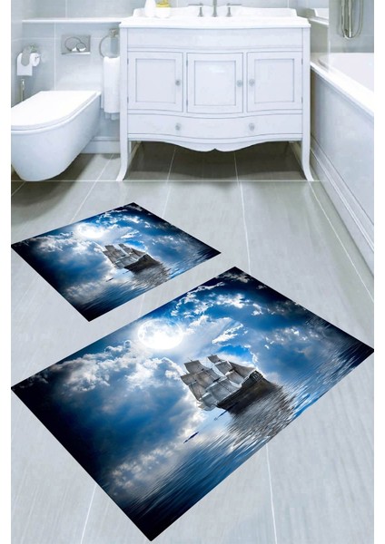 Kaymaz Taban Yıkanabilir 2'li Banyo Paspası (50X60 cm - 60X100 Cm) BRC5156