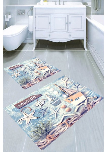 Kaymaz Taban Yıkanabilir 2'li Banyo Paspası (50X60 cm - 60X100 Cm) BRC5114