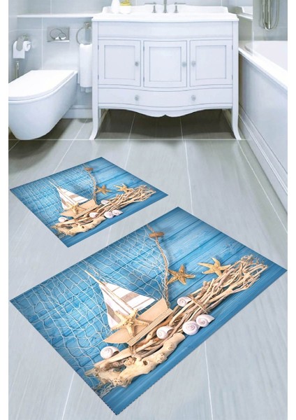Kaymaz Taban Yıkanabilir 2'li Banyo Paspası (50X60 cm - 60X100 Cm) BRC5087