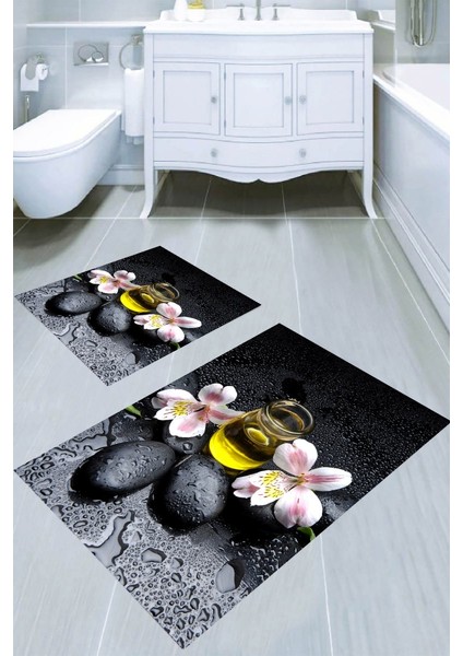 Kaymaz Taban Yıkanabilir 2'li Banyo Paspası (50X60 cm - 60X100 Cm) BRC5080