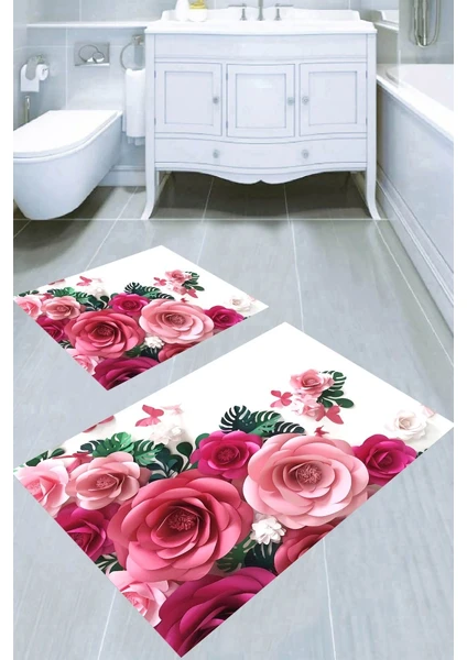 İnka Halı Kaymaz Taban Yıkanabilir 2'li Banyo Paspası (50X60 cm - 60X100 Cm) BRC5162