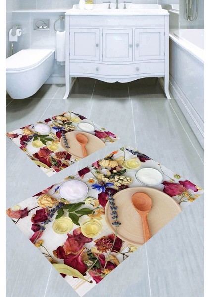 Kaymaz Taban Yıkanabilir 2'li Banyo Paspası (50X60 cm - 60X100 Cm) BRC5236