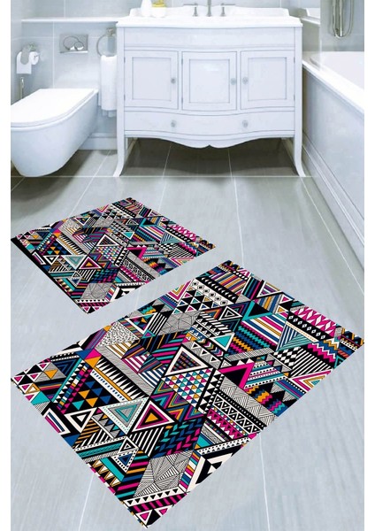 Kaymaz Taban Yıkanabilir 2'li Banyo Paspası (50X60 cm - 60X100 Cm) BRC5167