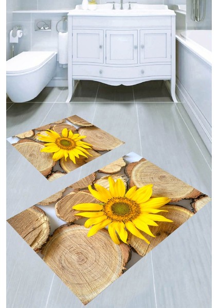 Kaymaz Taban Yıkanabilir 2'li Banyo Paspası (50X60 cm - 60X100 Cm) BRC5190