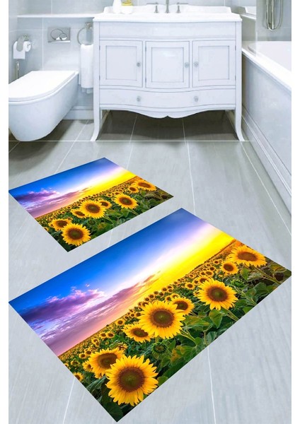 Kaymaz Taban Yıkanabilir 2'li Banyo Paspası (50X60 cm - 60X100 Cm) BRC5225