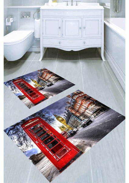 Kaymaz Taban Yıkanabilir 2'li Banyo Paspası (50X60 cm - 60X100 Cm) BRC5226