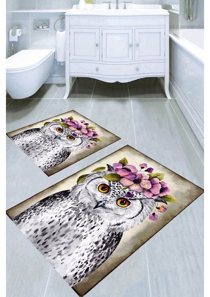 İnka Halı Kaymaz Taban Yıkanabilir 2'li Banyo Paspası (50X60 cm - 60X100 Cm) BRC5238