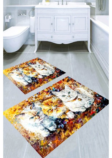 Kaymaz Taban Yıkanabilir 2'li Banyo Paspası (50X60 cm - 60X100 Cm) BRC5254