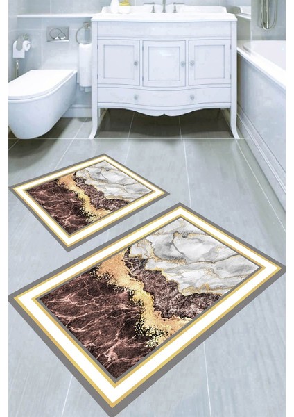 Kaymaz Taban Yıkanabilir 2'li Banyo Paspası (50X60 cm - 60X100 Cm) BRC5283