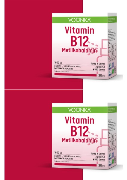 B12 Vitamini Meti̇lkobalami̇n 20 ml Damla & Sprey X2 Adet