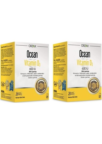 Ocean D3 Vitamini 600 Uı Sprey 20 ml X2 Adet