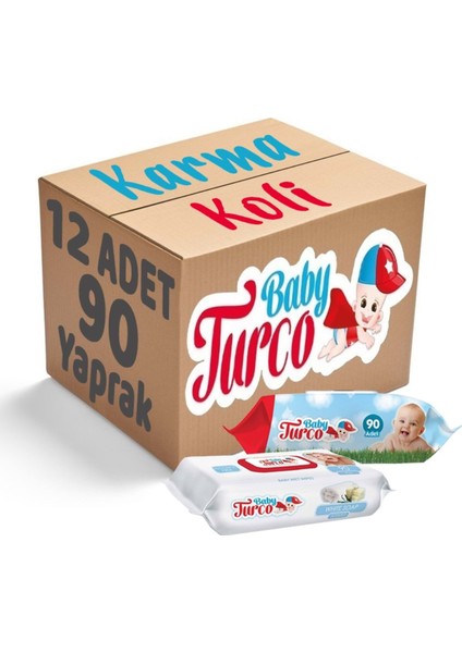 Islak Havlu Mendil 90 Yaprak Plastik Kapaklı Karma 12'li Set (Klasik-Beyaz Sabun)