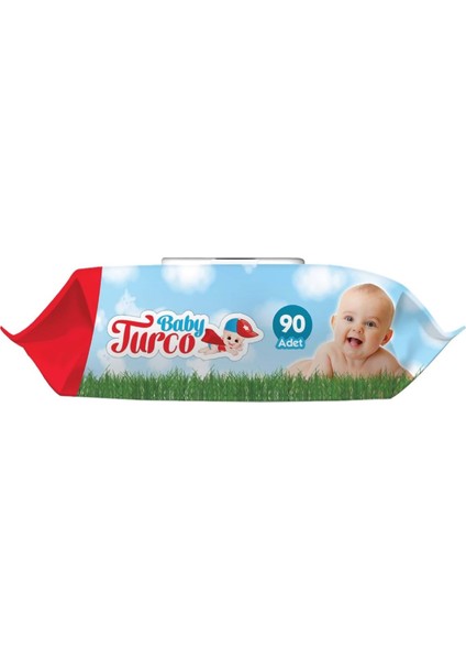 Baby Turco Islak Havlu Mendil 90 Yaprak Plastik Kapaklı Karma 9 Lu Set (Klasik-Beyaz Sabun)