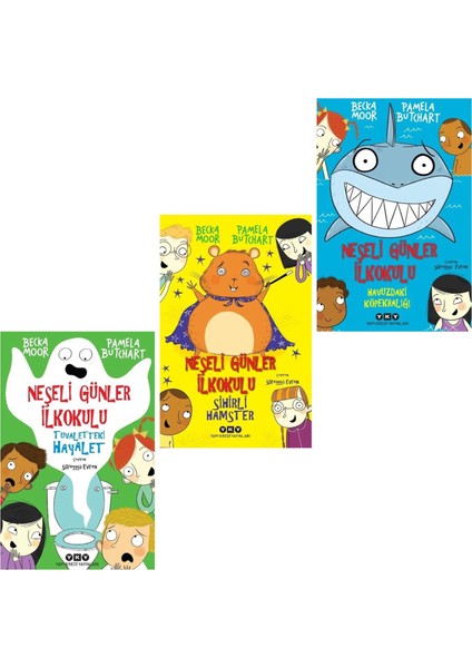 Neşeli Günler Ilkokulu Seti 3 Kitap ( Havuzdaki Köpekbalığı - Sihirli Hamster - Tuvaletteki Hayalet )