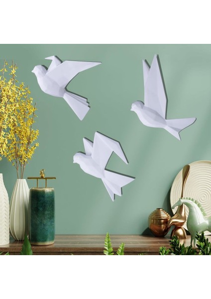 Mouette 3'lü Dekoratif Kuş Beyaz