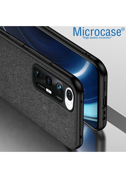 Xiaomi Mi 10S Fabrik Serisi Kumaş ve Deri Desen Kılıf - Siyah