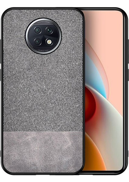Xiaomi Redmi Note 9t Fabrik Serisi Kumaş ve Deri Desen Kılıf - Gri