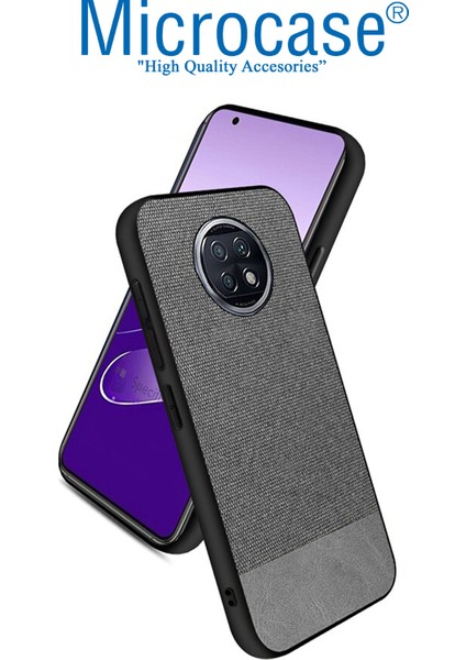Xiaomi Redmi Note 9t Fabrik Serisi Kumaş ve Deri Desen Kılıf - Gri modelleri