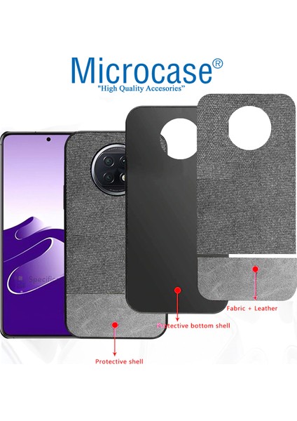 Xiaomi Redmi Note 9t Fabrik Serisi Kumaş ve Deri Desen Kılıf - Gri indirimleri