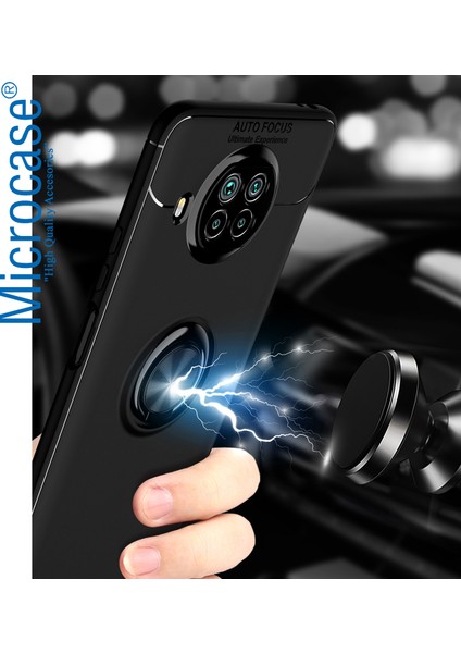 Xioami Mi 10I Focus Serisi Yüzük Standlı Silikon Kılıf - Siyah indirimleri