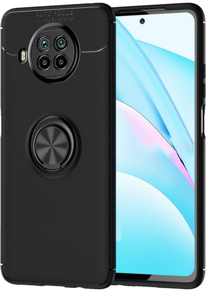 Xioami Mi 10T Lite Focus Serisi Yüzük Standlı Silikon Kılıf - Siyah