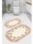 Yuvarlak Çiçekli Kaymaz Taban Yıkanabilir 2'li Desenli Banyo Paspası (50X60 cm - 60X100 Cm) 1
