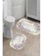 Tahtalı Çiçek Kaymaz Taban Yıkanabilir 2'li Desenli Banyo Paspası (50X60 cm - 60X100 Cm) 1