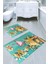 Deniz Kabukları ve Flamingo Desenli Kaymaz Taban Yıkanabilir 2'li Desenli Banyo Paspası (50X60 cm - 60X100 Cm) 1