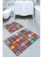 Simetrik Kare Desenli Kaymaz Taban Yıkanabilir 2'li Desenli Banyo Paspası (50X60 cm - 60X100 Cm) 1