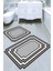 Mermer Detay Gri Çerçeve Desenli Kaymaz Taban Yıkanabilir 2'li Desenli Banyo Paspası (50X60 cm - 60X100 Cm) 1