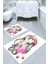 Sevgi Dolu Fil Desenli Kaymaz Taban Yıkanabilir 2'li Desenli Banyo Paspası (50X60 cm - 60X100 Cm) 1