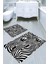 Üç Boyutlu Zebra Çizim Kaymaz Taban Yıkanabilir 2'li Desenli Banyo Paspası (50X60 cm - 60X100 Cm) 1