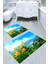 Sarı Zambak Çiçeği Desenli Kaymaz Taban Yıkanabilir 2'li Desenli Banyo Paspası (50X60 cm - 60X100 Cm) 1