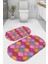 Otantik Renkli Desenli Kaymaz Taban Yıkanabilir 2'li Desenli Banyo Paspası (50X60 cm - 60X100 Cm) 1