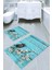 Eskitme Zemin Desenli Kaymaz Taban Yıkanabilir 2'li Desenli Banyo Paspası (50X60 cm - 60X100 Cm) 1