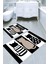 Siyah Beyaz Kediler Kaymaz Taban Yıkanabilir 2'li Desenli Banyo Paspası (50X60 cm - 60X100 Cm) 1