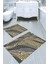Dalgalı Geometrik Şekilli Kaymaz Taban Yıkanabilir 2'li Desenli Banyo Paspası (50X60 cm - 60X100 Cm) 1